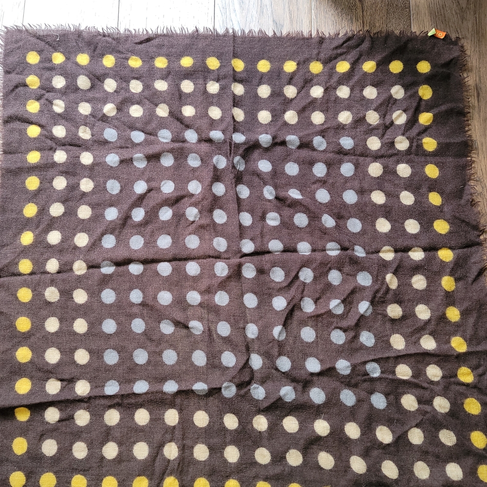 Echo Brown Scarf with Yellow and Blue Dots